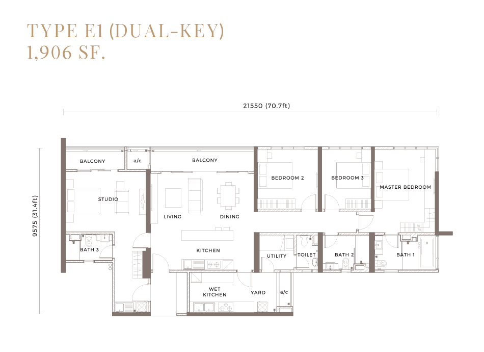 Floor Plan Key Type E1 dual key  